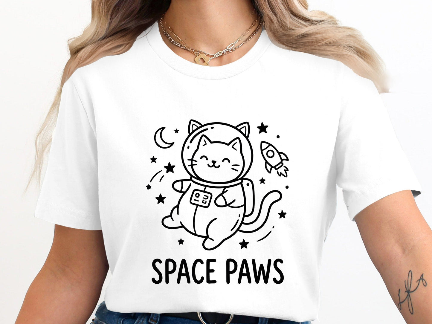 Space Paws Cute Astronaut Cat T-Shirt