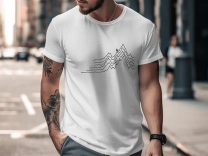 Mountain Peak Topographic Cycling Line Art Tee