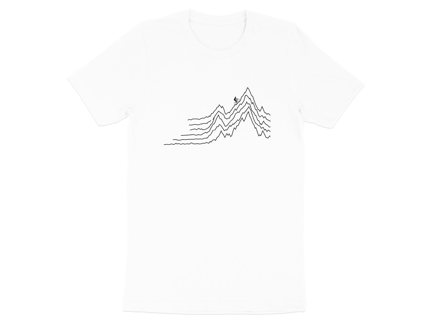 Mountain Peak Topographic Cycling Line Art Tee