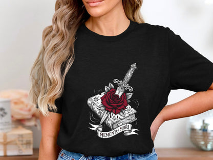Memento Mori Dagger & Rose T-Shirt  Graphic Tee