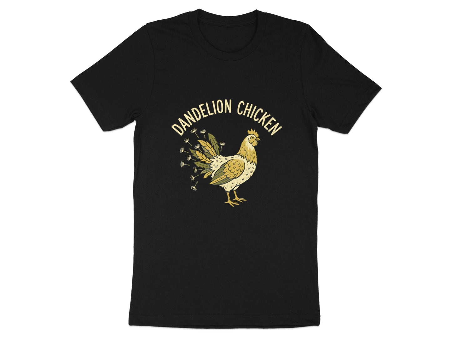 Dandelion Chicken Nature Illustration T-Shirt