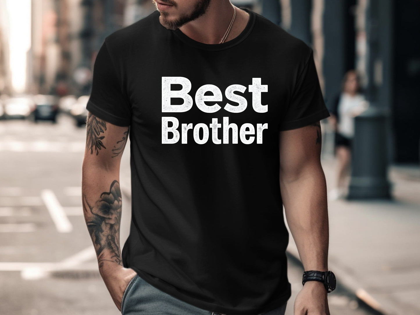 Best Brother Bold Distressed Block Typography Tee