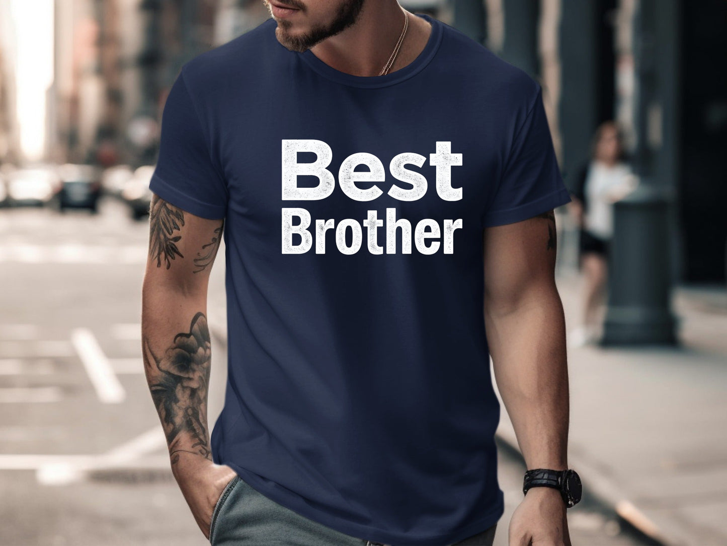 Best Brother Bold Distressed Block Typography Tee
