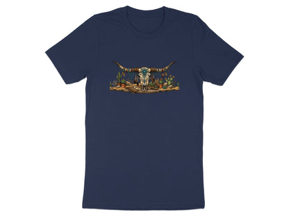 Decorated Bull Skull & Desert Cactus T-Shirt - Western Boho