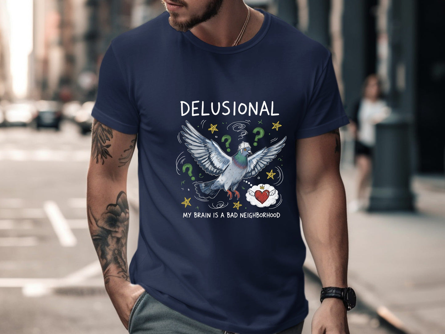 Delusional Pigeon 'My Brain is a Bad Neighborhood' T-Shirt