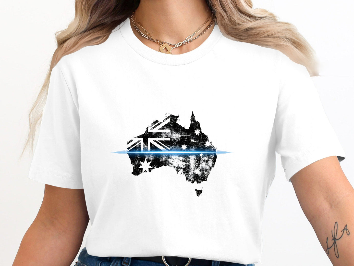 Thin Blue Line Australia Flag T-Shirt - Police Support Tee