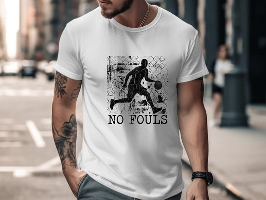 No Fouls Grunge Basketball Player T-Shirt