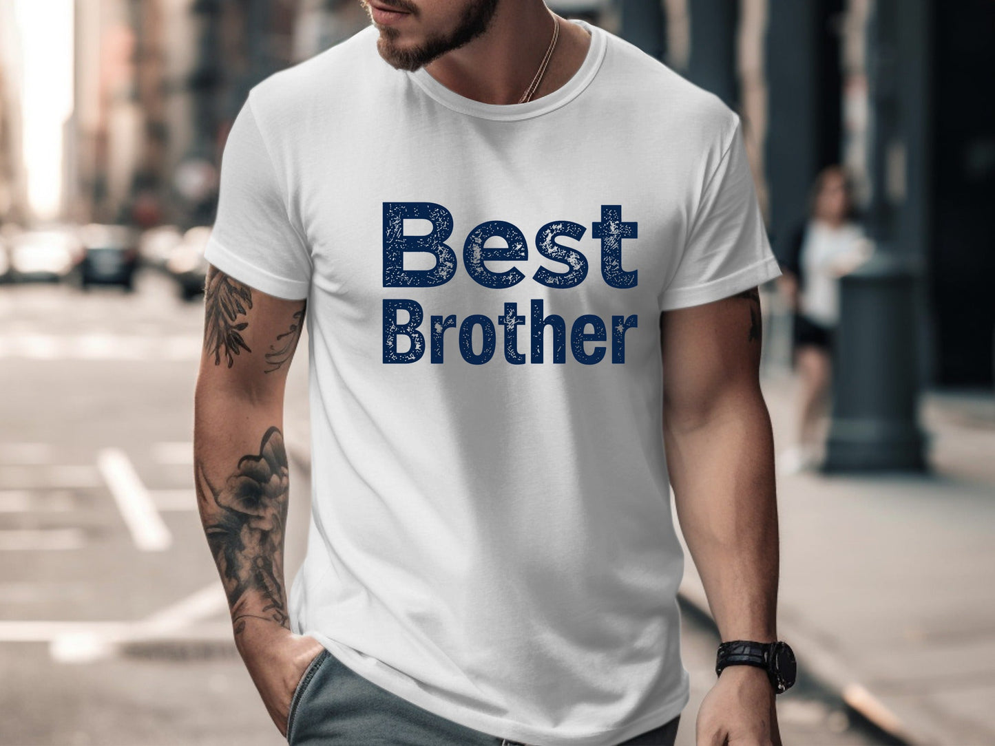 Best Brother Bold Distressed Block Typography Tee