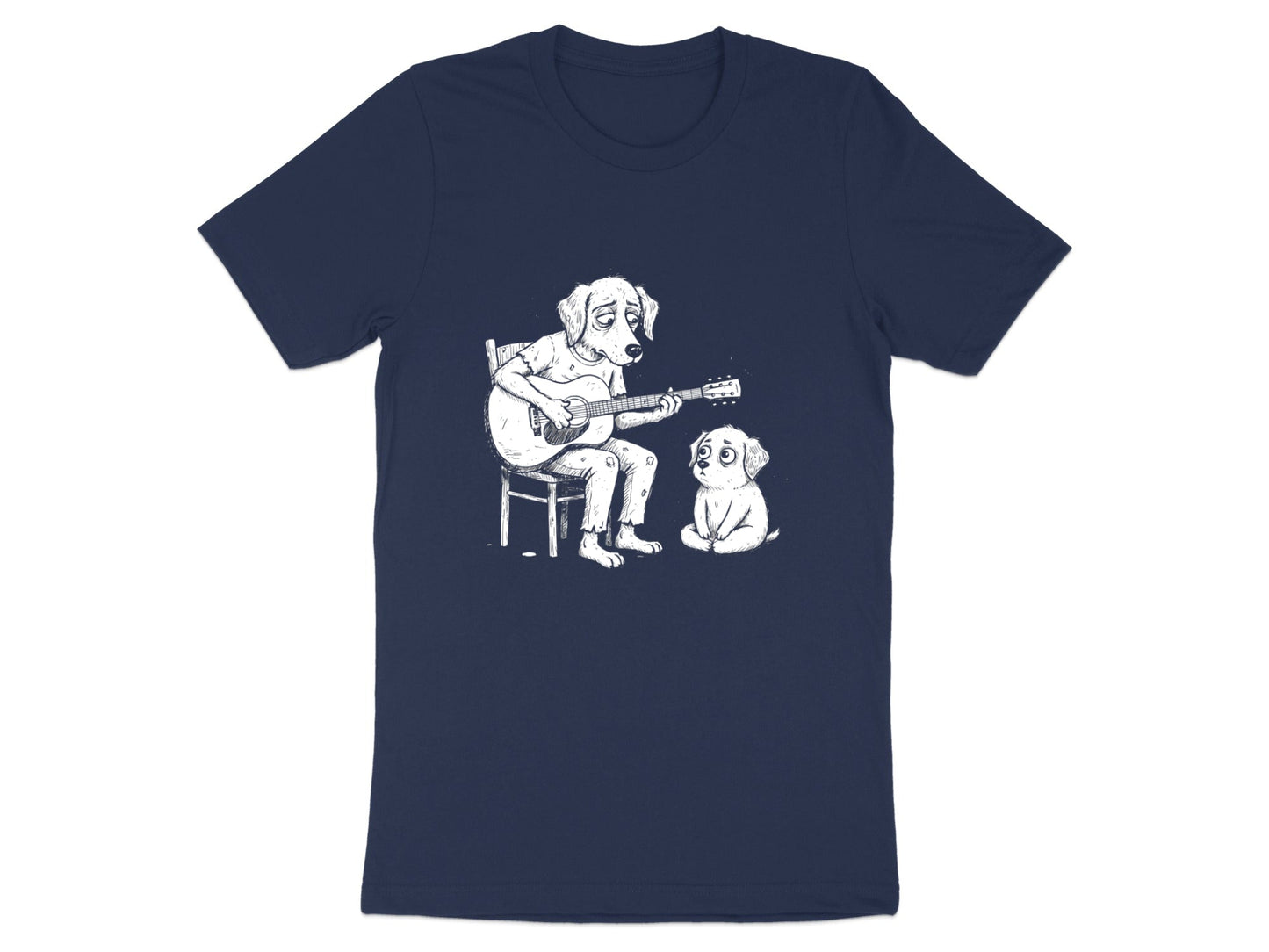 Dog Playing Guitar Sketch T-Shirt - Blues & Soul Music Graphic