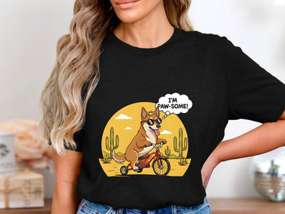 I'm Paw-some! Dog Riding Tricycle T-Shirt - Funny Pet Graphic