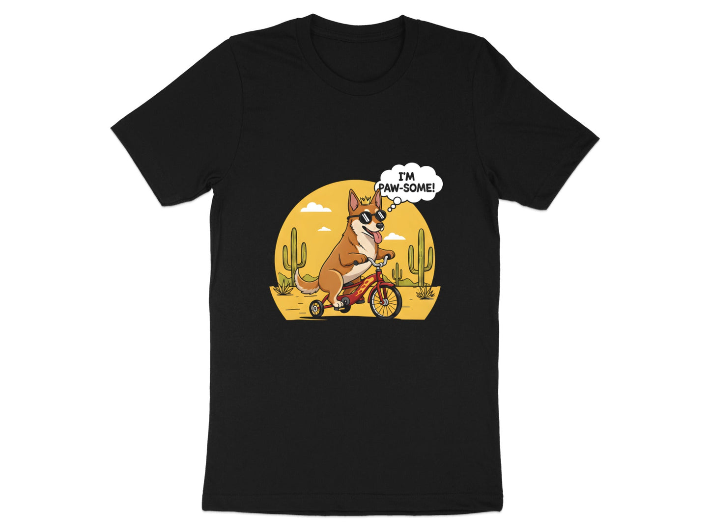 I'm Paw-some! Dog Riding Tricycle T-Shirt - Funny Pet Graphic