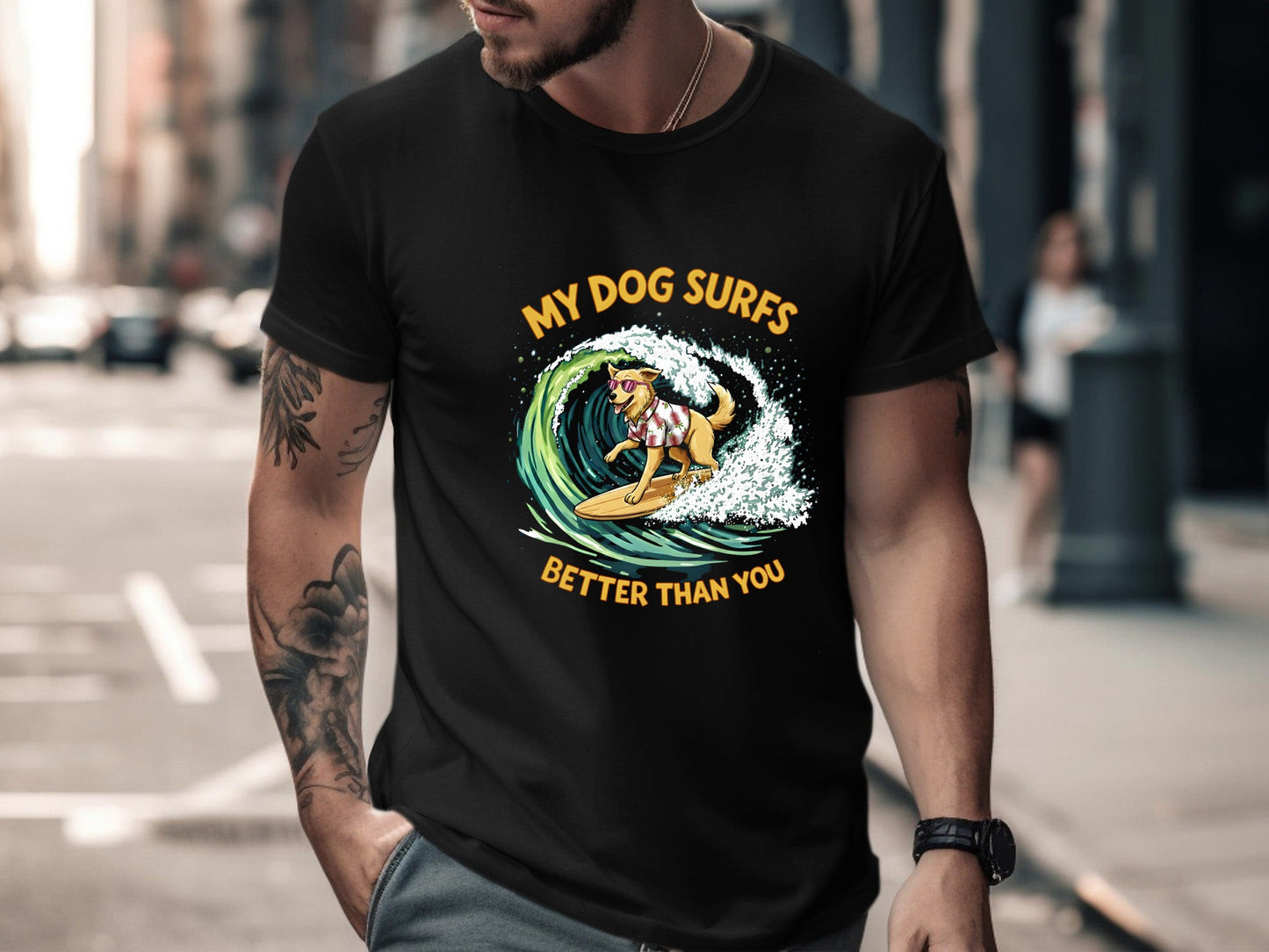My Dog Surfs Better Than You T-Shirt | Funny Surf Tee