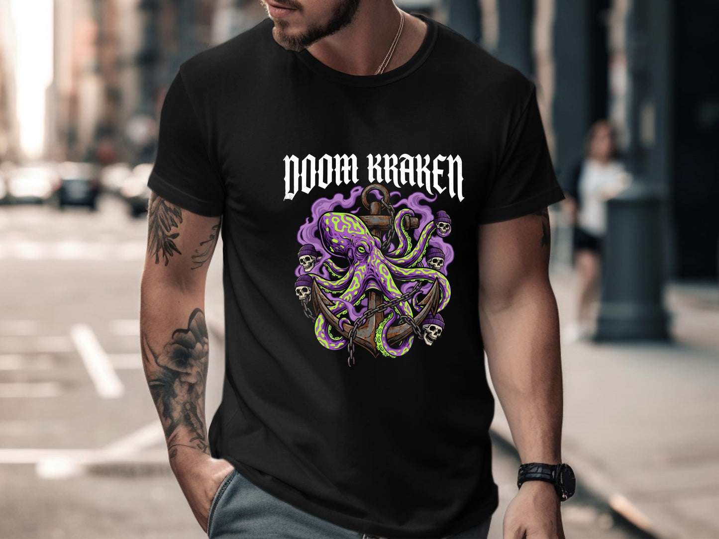 Doom Kraken Anchor T-Shirt - Nautical Horror Graphic