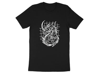 Tribal Dragon Line Drawing T-Shirt - Minimalist Mythical Art
