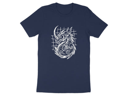 Tribal Dragon Line Drawing T-Shirt - Minimalist Mythical Art