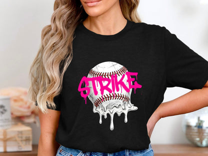 Pink Strike Melting Baseball Graffiti T-Shirt