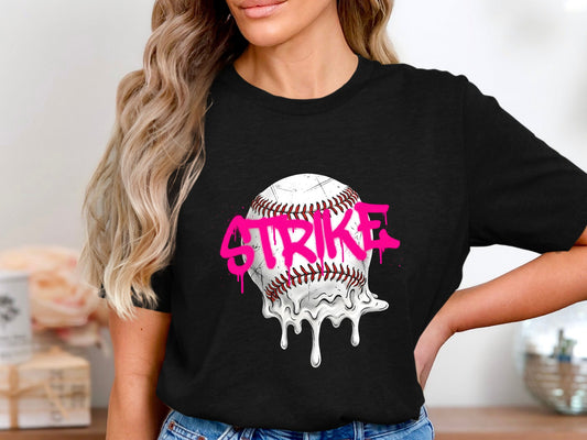 Pink Strike Melting Baseball Graffiti T-Shirt
