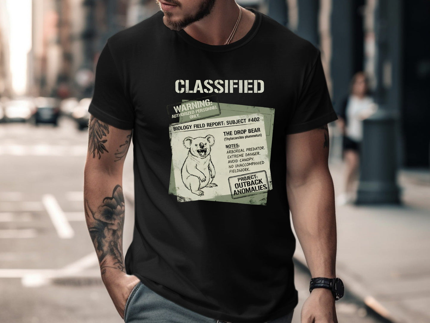 Drop Bear Classified Biology Field Report Black T-Shirt