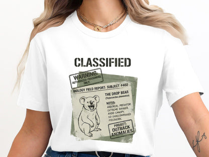 Drop Bear Classified Biology Field Report Black T-Shirt