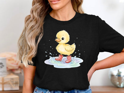 Cute Duckling In Red Gumboots Graphic Tee