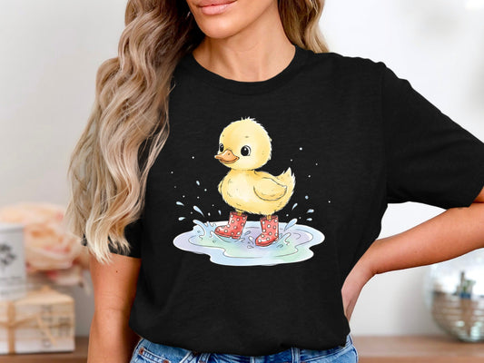 Cute Duckling In Red Gumboots Graphic Tee