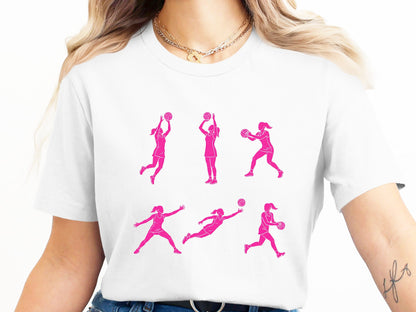 Netball Action Silhouettes Multi-Graphic T-Shirt