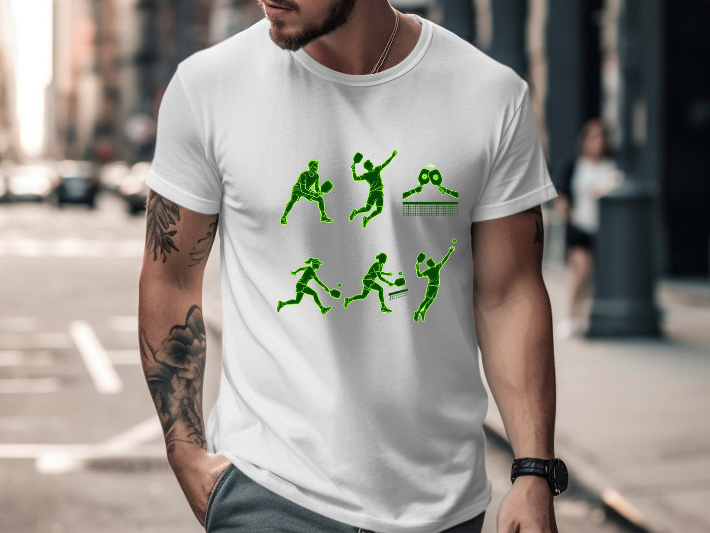 Pickleball Player Silhouettes Action Graphic Tee