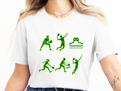 Pickleball Player Silhouettes Action Graphic Tee