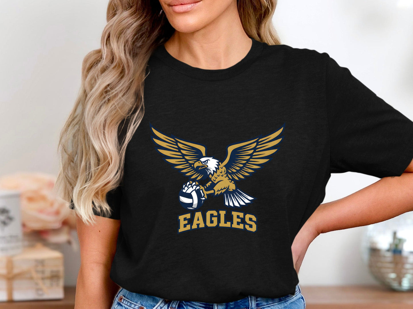 Eagles Volleyball Mascot Graphic T-Shirt