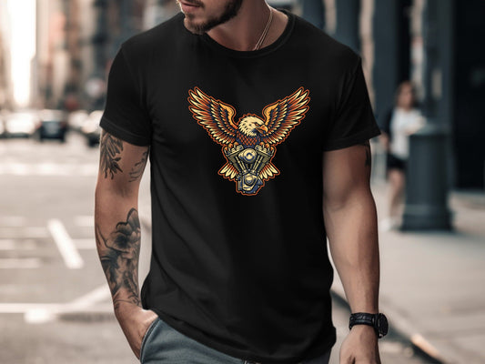 Eagle & Motorcycle Engine Men's Biker Tee
