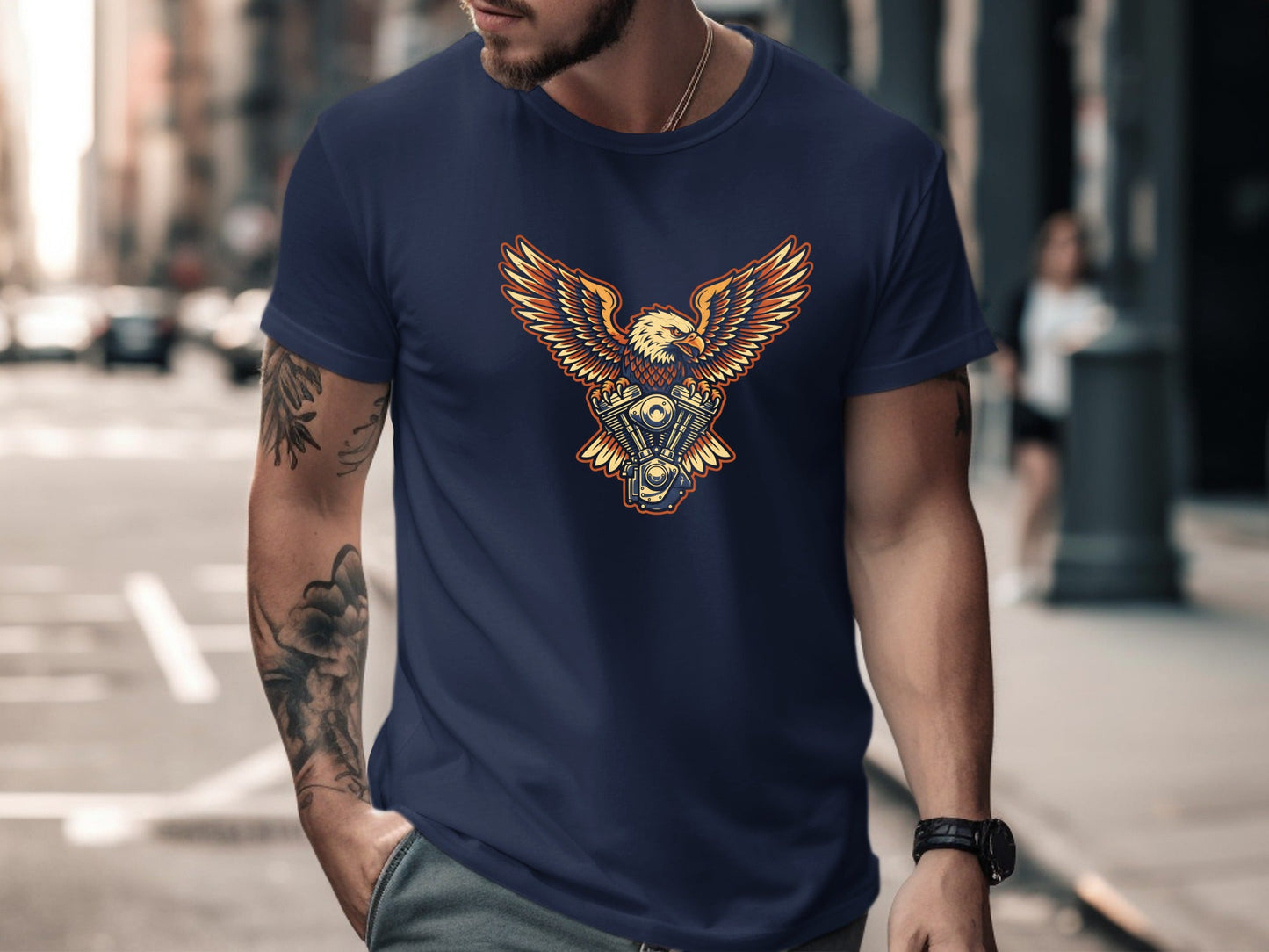 Eagle & Motorcycle Engine Men's Biker Tee