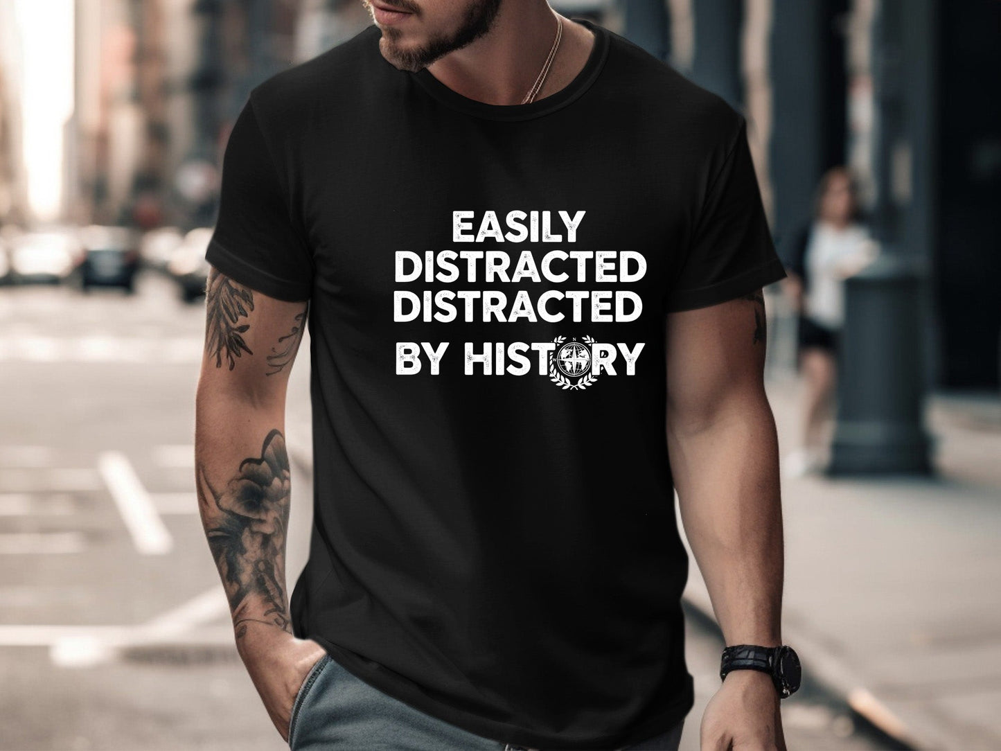 Easily Distracted By History T-Shirt - Vintage Academic Tee