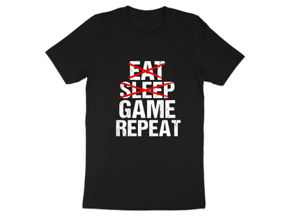 Eat Sleep Game Repeat Distressed Slogan Tee