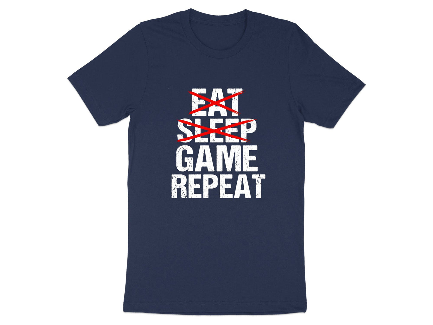 Eat Sleep Game Repeat Distressed Slogan Tee