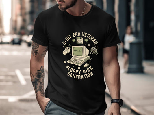 8-Bit Era Veteran Floppy Disk T-Shirt