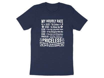 Electrician Hourly Rate Funny T-Shirt - Sparky Price List  Tee