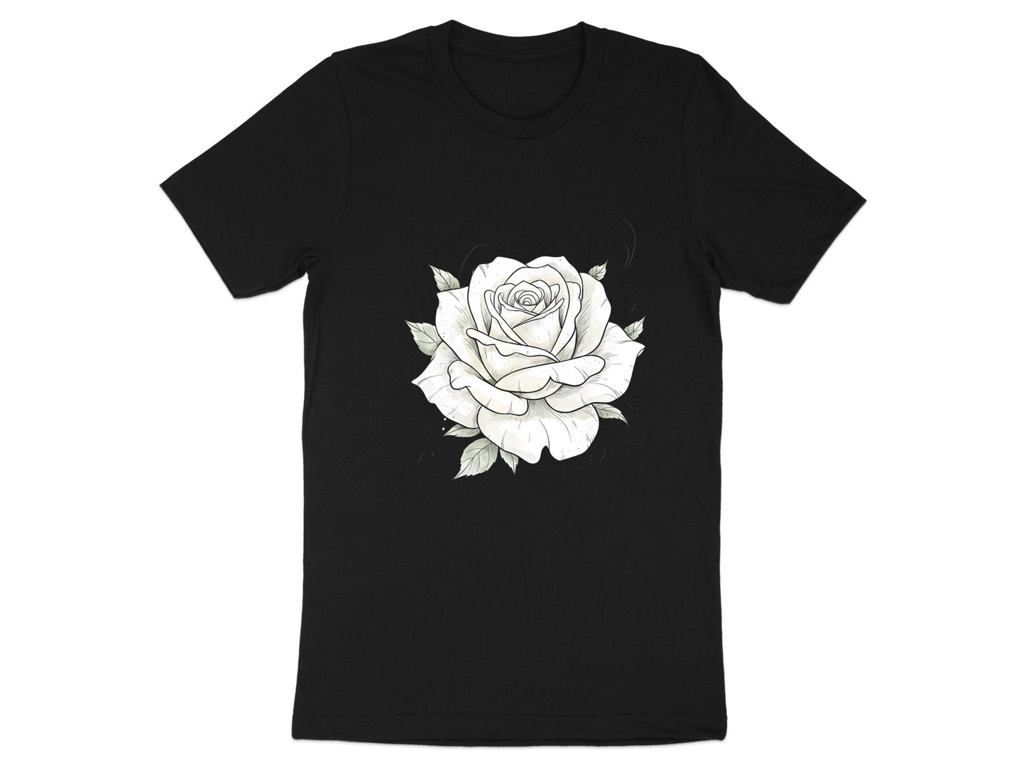 Ethereal White Rose Sketch T-Shirt