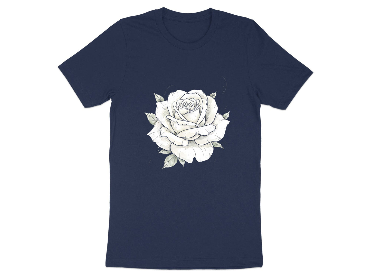 Ethereal White Rose Sketch T-Shirt