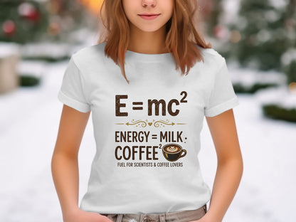 E=mc2 Coffee and Milk Physics T-Shirt