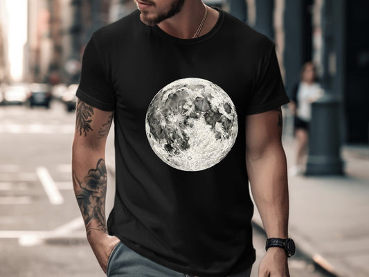 Realistic Full Moon T-Shirt - High-Detail Lunar Graphic