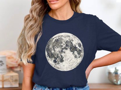 Realistic Full Moon T-Shirt - High-Detail Lunar Graphic