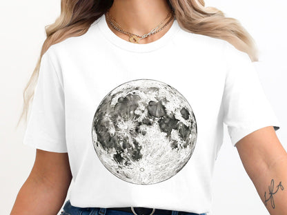 Realistic Full Moon T-Shirt - High-Detail Lunar Graphic