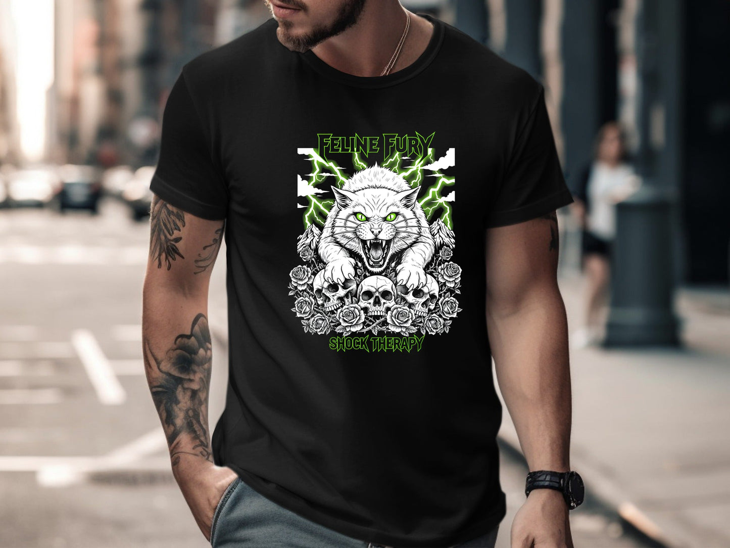 Feline Fury Shock Therapy Metal Cat T-Shirt