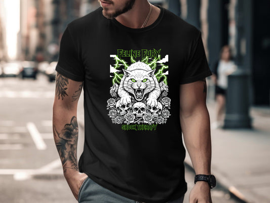 Feline Fury Shock Therapy Metal Cat T-Shirt