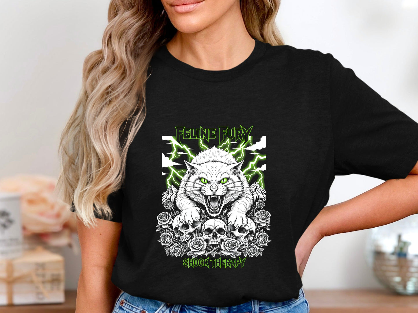 Feline Fury Shock Therapy Metal Cat T-Shirt