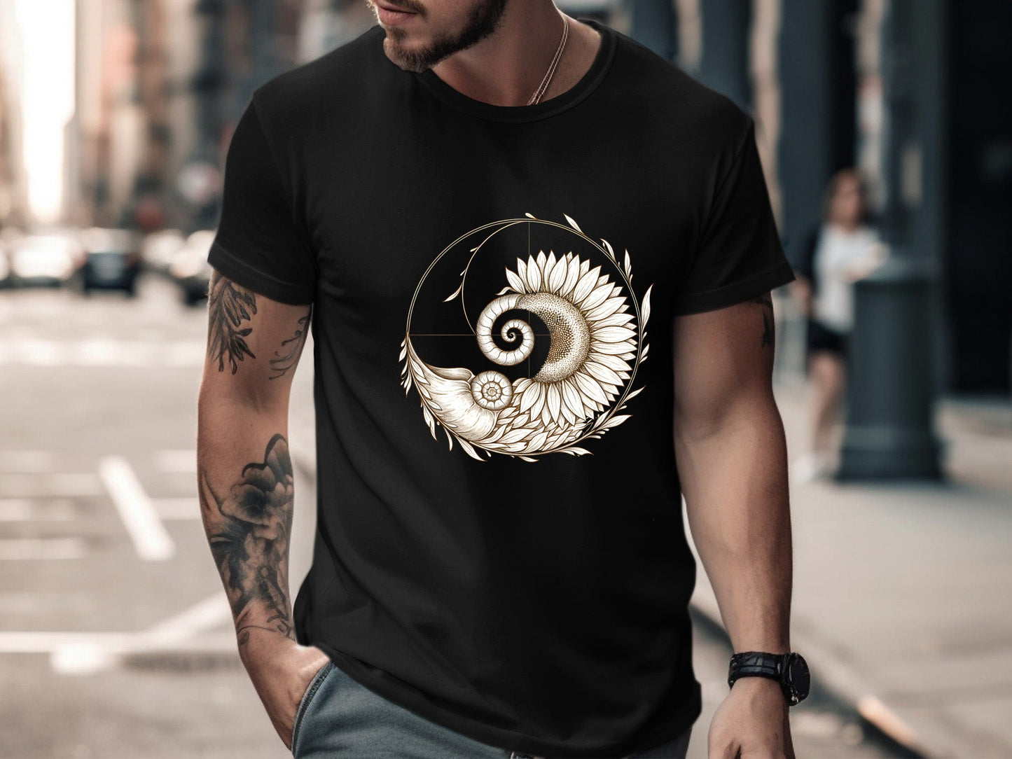 Nature's Geometry Sunflower T-Shirt - Fibonacci Art Tee