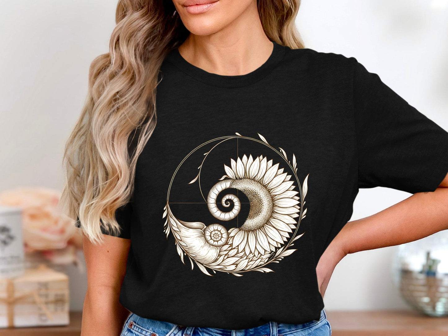 Nature's Geometry Sunflower T-Shirt - Fibonacci Art Tee
