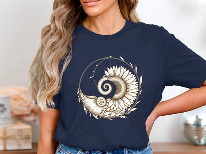 Nature's Geometry Sunflower T-Shirt - Fibonacci Art Tee