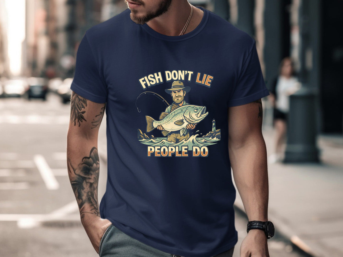 Fish Don't Lie People Do Funny Fishing T-Shirt