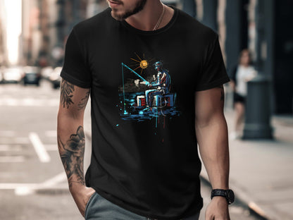 Abstract Artistic Fisherman Sunset T-Shirt